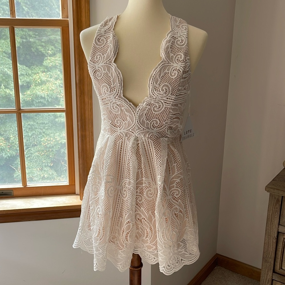 Love Triangle White Lace Playsuit